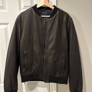 Cole Haan Black Leather Bomber Jacket
